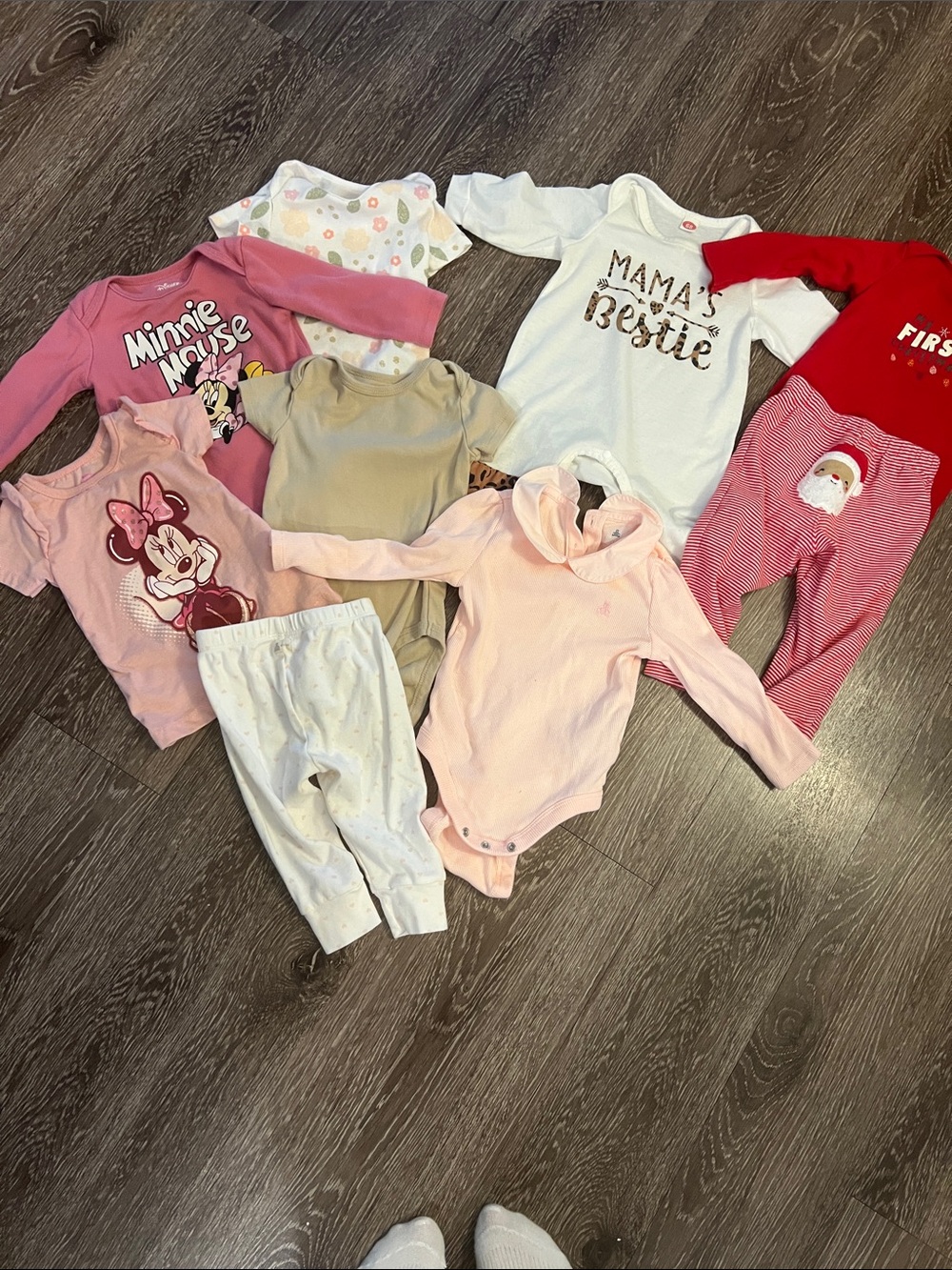 Lot of Baby Girl Onesie & Outfit Bundle - Pink, White, Red, Beige